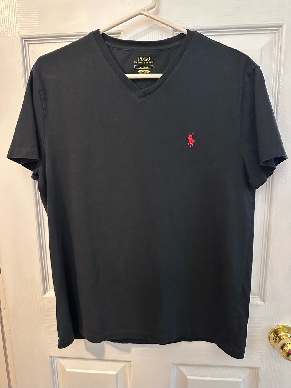 Polo by Ralph Lauren Black V-Neck Tee with Red Logo